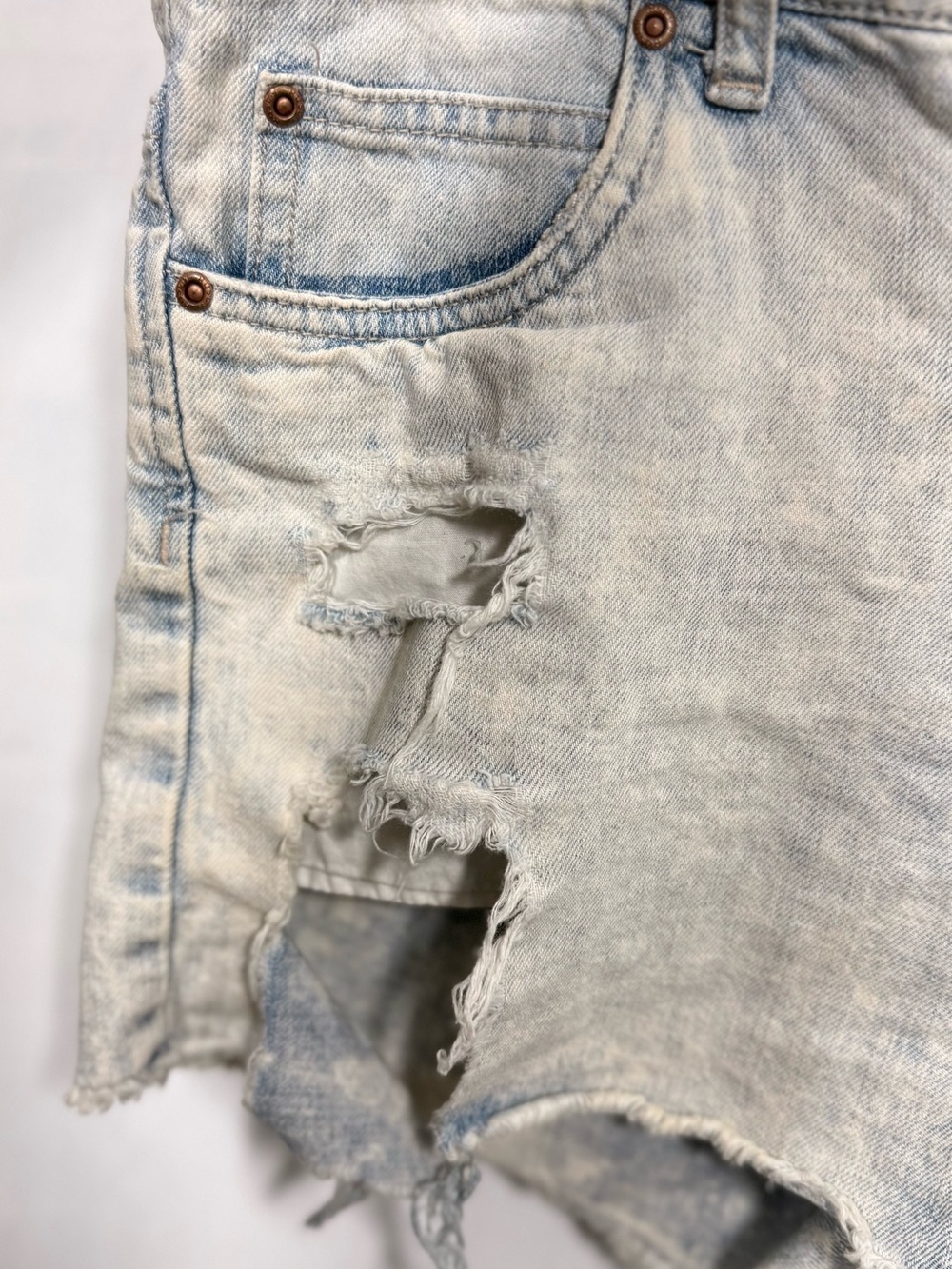 Rusty Distressed Light Blue Jean Shorts - Picture 5 of 16